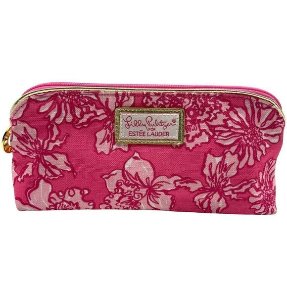 Lilly Pulitzer Estée Lauder Pink Floral Makeup Bag NWOT - Picture 1 of 9